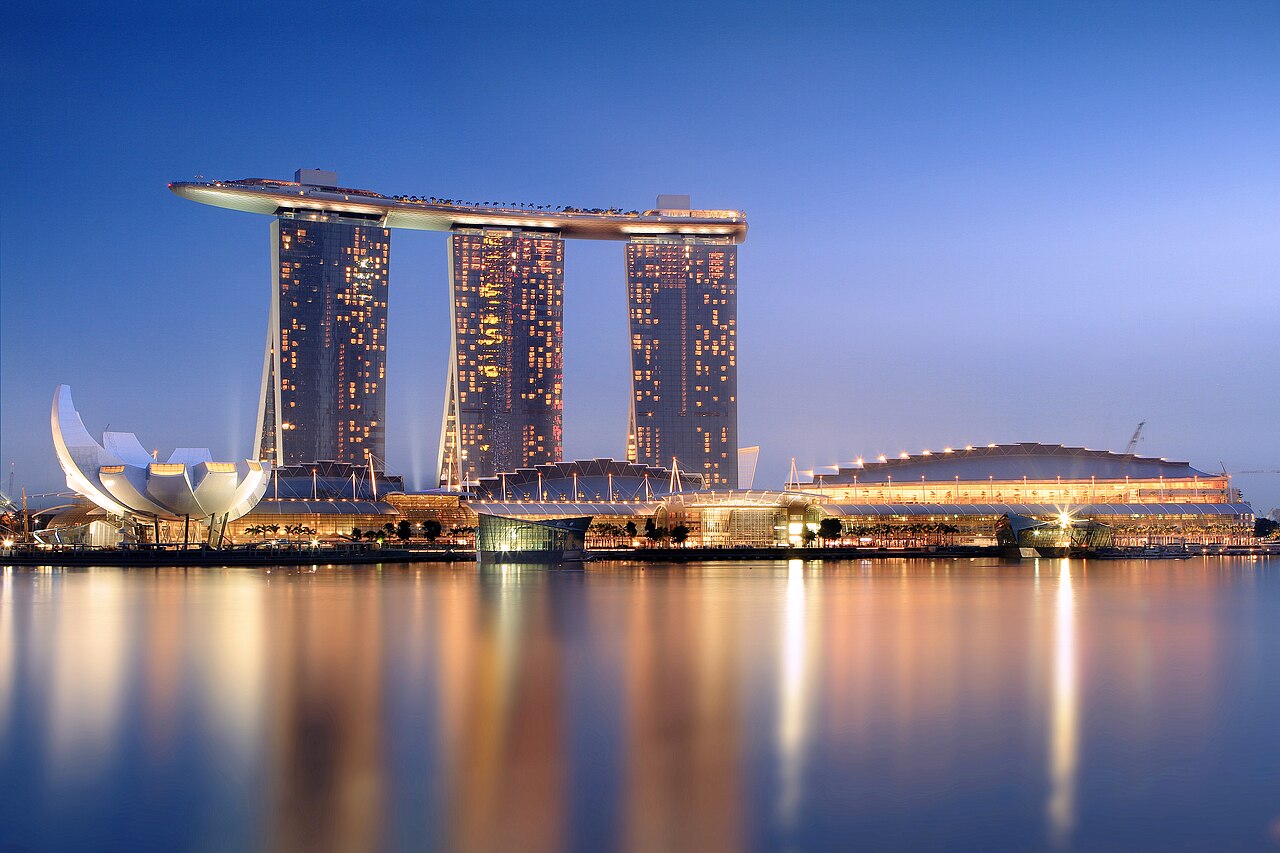 Marina Bay Sands Singapore at dusk — the heart of Singapore's financial and enterprise district