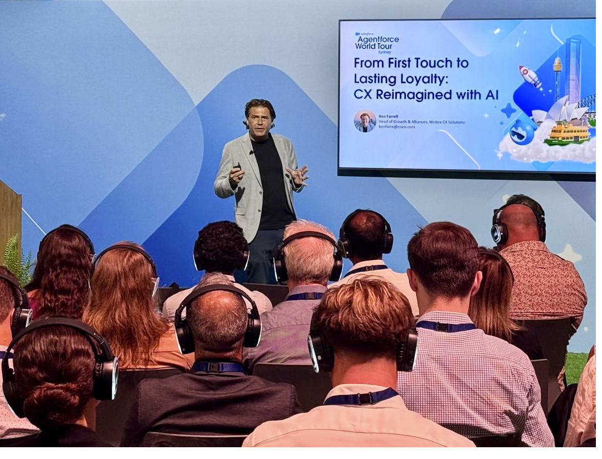 Ben Farrell presenting at Agentforce World Tour Sydney